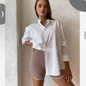 By Johnny Window Check Knit Short in Brown Ivory, size M